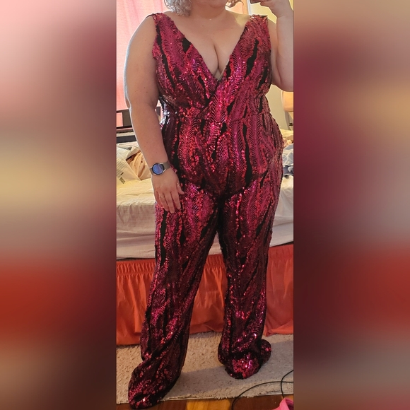 Camille Sequin Jumpsuit - Magenta (2X) - Picture 2 of 8